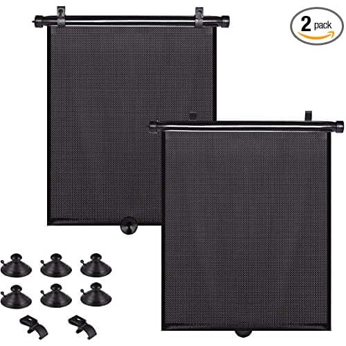 PLTCAT 2 Pack Large Car Sun Shade Side Window for Baby, Roller Vehicle Shades Sun Protection Shade for SUV Truck Side Window(Large-18''x20'')