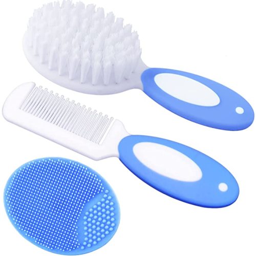 Baby Hair Brush, Cradle Cap Brush, Baby Hair Comb, Baby Hair Brush and Comb Set for Newborns & Toddlers, Baby Brush Soft Bristles, Ideal for Cradle Cap, Perfect Baby Registry Gift (Blue)