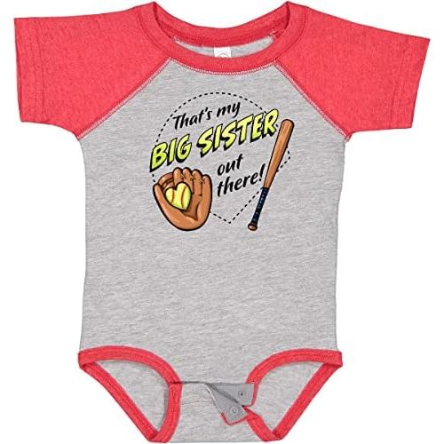 inktastic That's My Big SIster Out There- Softball Baby Bodysuit