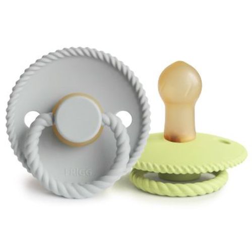 FRIGG Rope Natural Rubber Pacifier 2-Pack Silver Gray/Green Tea 0-6 Months