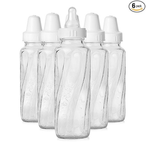 Evenflo Feeding Classic Glass Bottle, Twist Bottles, 8 Oz, 1-Pack of 6 Bottles