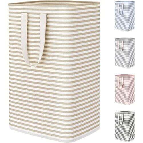 Lifewit 75L Large Collapsible Laundry Hamper, Tall Foldable Dirty Clothes Baskets Waterproof, Freestanding Design with Easy Carry Handles in Dorm Bedroom Bathroom College, Beige