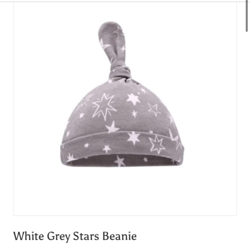 White Grey Stars Beanie | Newborn Baby Headwear – Bespoke Baby & Kids