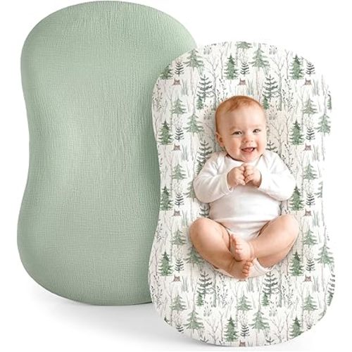 Termichy Baby Lounger Cover Muslin: Soft Cotton Slipcover for Snuggle Me Lounger - Removable & Machine Washable for Daily Use - Zipper-Free & Skin-Friendly for Newborn Girls and Boys