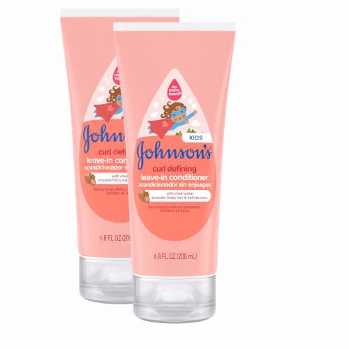 Johnson's Baby Curl Defining Tear-Free Kids' Leave-in Conditioner with Shea Butter, Paraben-, Sulfate- & Dye-Free Formula, Hypoallergenic & Gentle for Toddlers' Hair, 6.8 fl. Oz (Pack of 2)