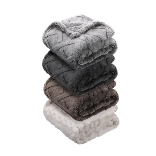 VitalCozy 4 Pcs Soft Fleece Baby Blankets Set 30" x 40" 3D Plush Warm Nursery Swaddling Bed Blanket Little Boys Girls Infant Toddlers and Newborn Receiving Gifts Blankets(Dark Color)