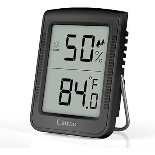 Digital Hygrometer Indoor Thermometer Humidity Meter Room Thermometer with Large Number Display,Temperature and Humidity Monitor for Home,Baby Room, Bedroom, Office, Greenhouse (Black)