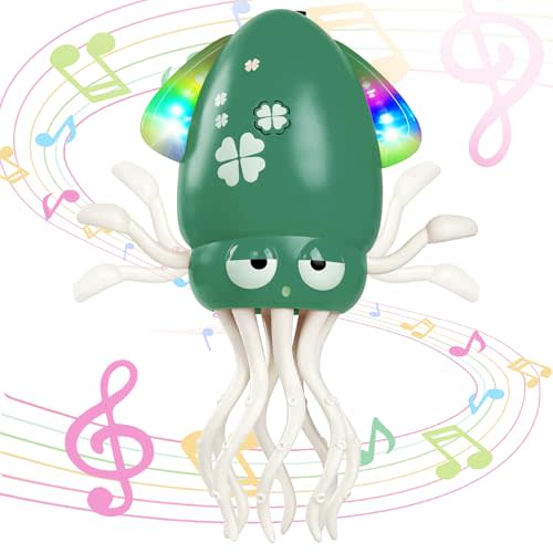 YOGINGO Electric Dancing Octopus Tummy Time Toy, Durable Rechargeable Music Crawling Toy with Smart Obstacle Avoidance & Silent Mode for 1-6 Year Old Boys Girls