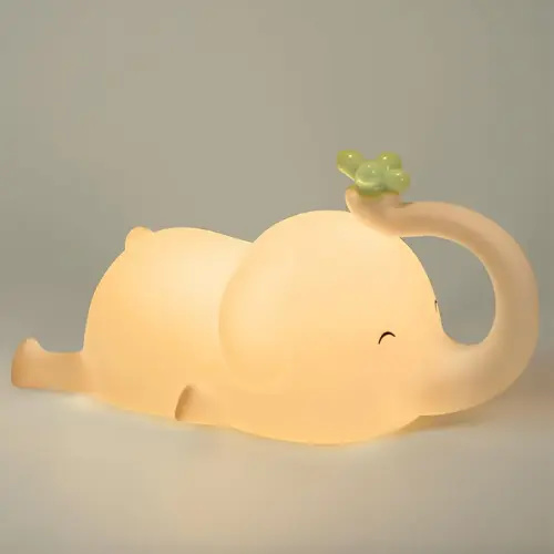 Silicone Night Light for Kids, Squishy Elephant Lamp - 3 Level Dimmable Rechargeable with Timer, Safe Bedside Light for Nursery Toddler Room