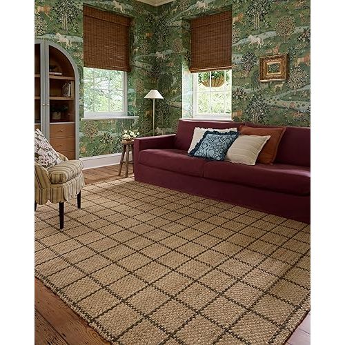 Loloi Chris Loves Julia Fletcher Collection FLE-01 Natural/Olive 5'-0" x 7'-6", .37" Pile Height, Area Rug