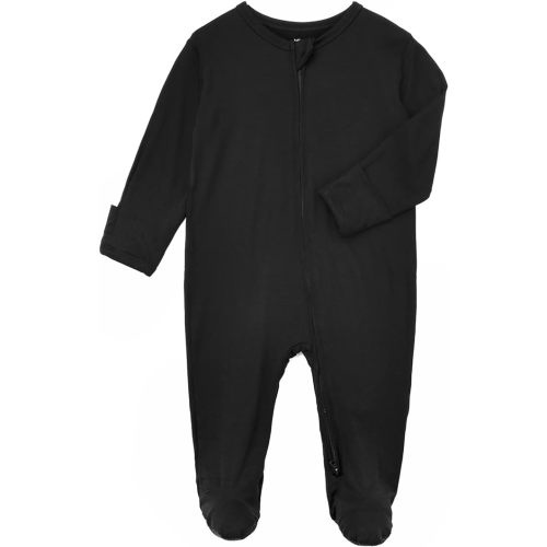 Aablexema Baby Rayon of Bamboo Footed Pajamas Zipper with Mitten Cuffs | Covered feet, Soft Infant Sleep & Play, Baby One-piece Tagless Seeper, Chin Guard