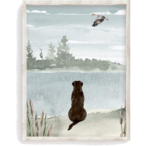 Watercolor Duck Hunting Chocolate Lab Nursery Mallard Duck Unframed Print Rustic Outdoor Hunter Themed Decor