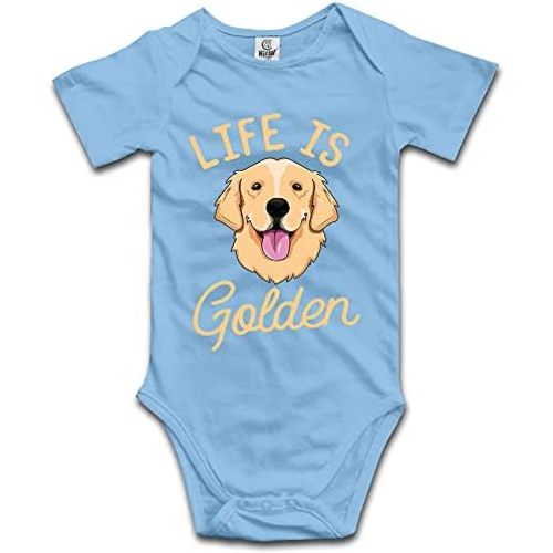 DOQOSESHY Life is Golden(Golden Retriever) Infant Cotton Bodysuit Romper Baby Jumpsuit, 3 Months, Long Sleeve-white