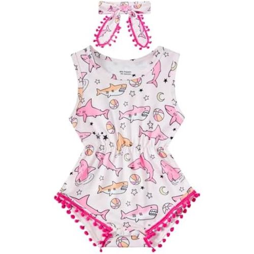 BFUSTYLE Baby Girl Clothes 0-24 Months Outfit Sleeveless Infant Romper Bodysuit with Headband