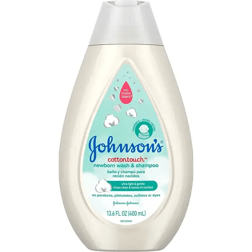 Johnson's Baby CottonTouch Newborn Body Wash & Shampoo, Gentle & Tear-Free, Made with Real Cotton, Gently Washes Away Dirt & Germs, Sulfate- & Paraben-Free for Sensitive Skin, 13.6 Fl Oz