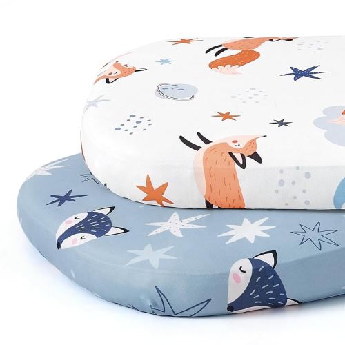 Stretch Fitted Bassinet Sheet Set BROLEX 2 Pack Cradle Sheets for Bassinet Pad/Mattress,Unisex Boys Girls,Ultra Soft,Starry Fox