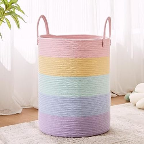 Rainbow Laundry Basket Baby Girls Kids Hamper 15Dx20H inches