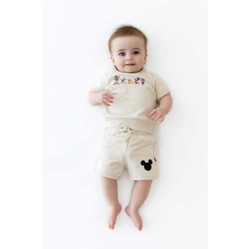 Short Sleeve Jogger Set in Mickey and Friends on Ecru
