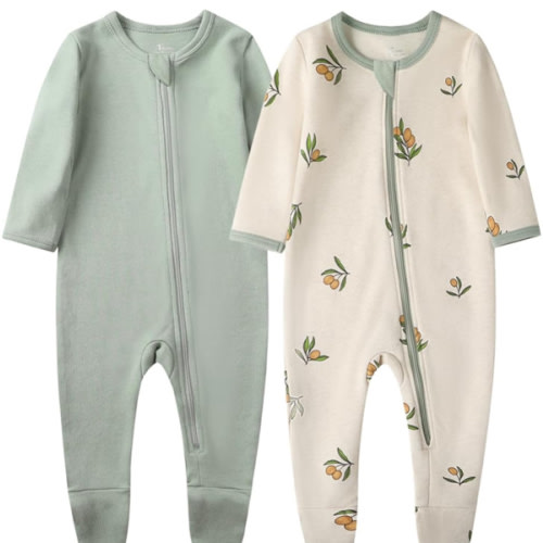 O2 BABY Baby Boys Girls Organic Cotton Zip-Front Sleeper Pajamas, Footed Sleep 'n Play