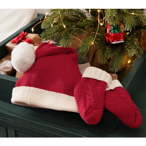 Santa Hat and Bootie Set / Color - Red