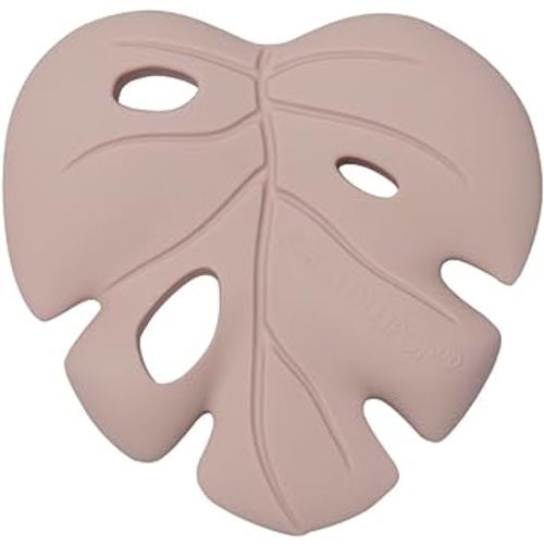 Silicone Teether – Food-Grade, BPA-Free Teething Relief Toy for Babies – Safe, Durable & Easy-to-Hold Infant Teether – Textured Sensory Toy for Soothing Sore Gums - Monstera Blush Pink