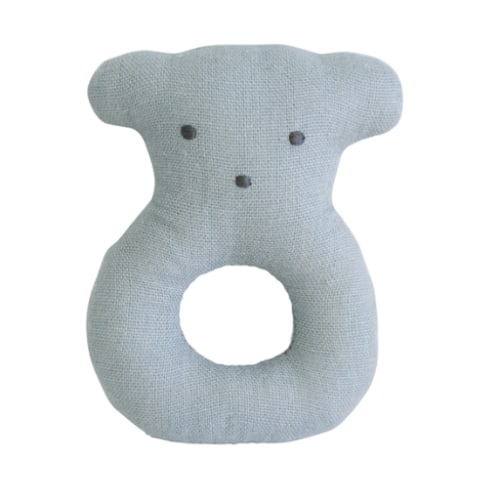 Alimrose Linen Bear Ring Rattle Grey