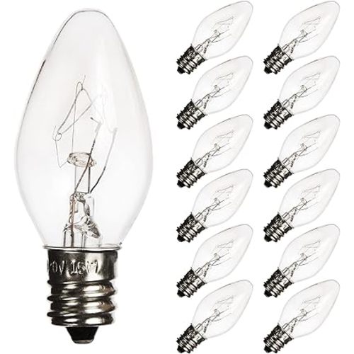 12 Pack Salt Lamp Light Bulbs 15 Watt, Himalayan Salt Lamp Original Replacement Bulbs E12 Socket Long Lasting Incandescent Bulbs Warm Light