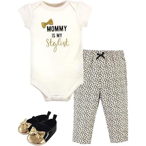Little Treasure Unisex Baby Cotton Bodysuit, Pant and Shoe Set