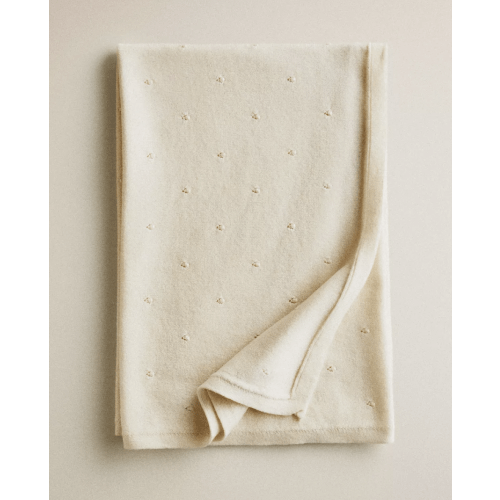 BABY COTTON BLANKET WITH DOTS - cream
