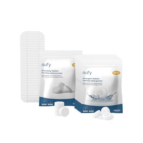 Cleaning Kit for eufy Bottle Washer, Cleaning Set with Detergent Tablets (180 Pcs), Descaling Tablets (6 Pcs), and Filter