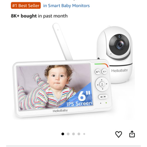 HelloBaby Baby Monitor 6" World First IPS Screen 30H Battery, Secure No WiFi, Pan Tilt Video Camera with Night Vision, VOX, 2-Way Talk, 1000ft, Portable Video Audio Monitor Ideal for Mom, Elderly, Pet
