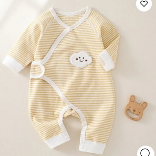 Baby Smile Cloud Striped Kimono Romper