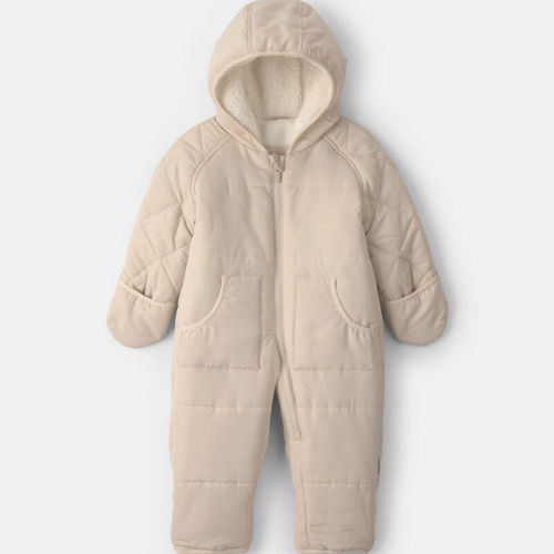 Baby Solid Quilted Pramsuit- Beige | Carter’s Oshkosh Canada