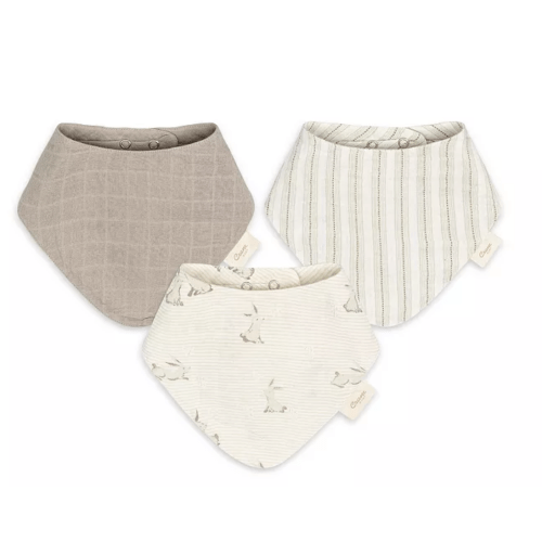 Avery Bunny Cotton Muslin Bibs, 3 Pack - Ages 0-36 Months