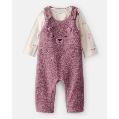 Baby Girl 2-Piece Bear Sherpa Long-Sleeve Snug Fit Overall Set - Purple - Carter's | Carter's