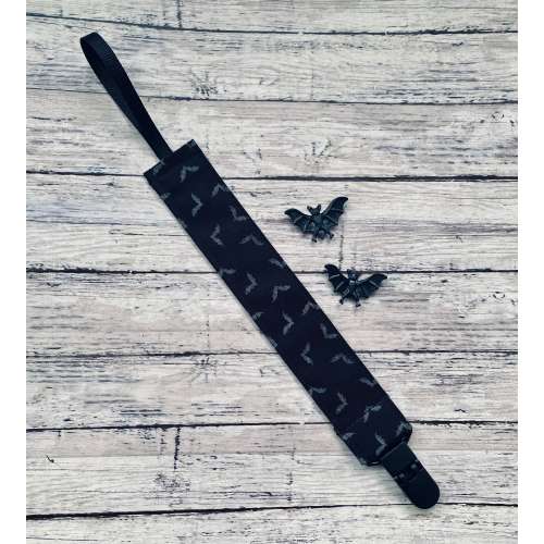 Gothic Dracula Bats Pacifier Clip Darkness Horror Goth Baby