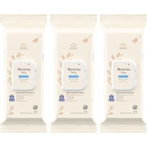 Aveeno Baby Sensitive All Over Wipes with Aloe & Natural Oat Extract for Face, Bottom, Hands & Body, pH-Balanced, Hypoallergenic, Fragrance-, Phenoxyethanol- & Alcohol-Free, 64 ct per pack