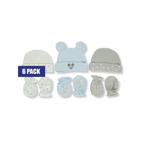 Disney Mickey Mouse Baby Boys' 6-Piece Caps & Mittens Set