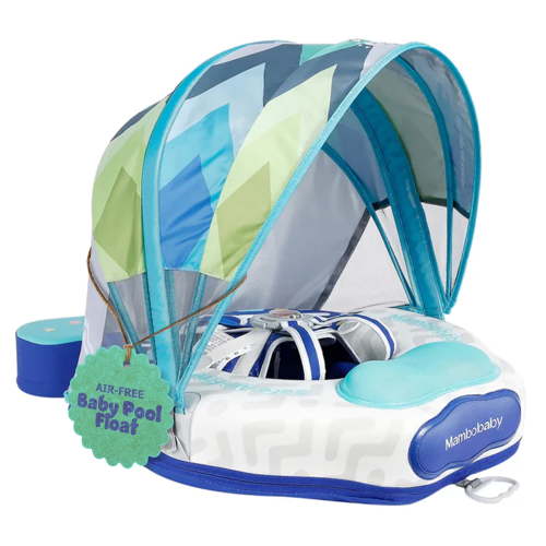 Mambobaby Baby Pool Float with 3D Canopy- Blue
