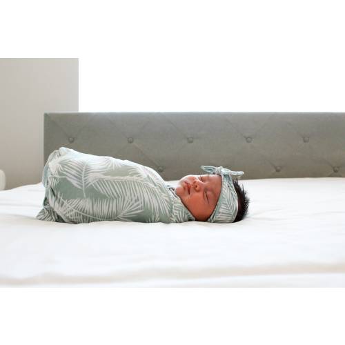 Fern Leaf Baby Swaddle Blanket, Palm Trees Newborn Swaddle, Boy/Girl Baby Blanket, Swaddle Set, Green Leaf Swaddle Set, Stretchy Knit