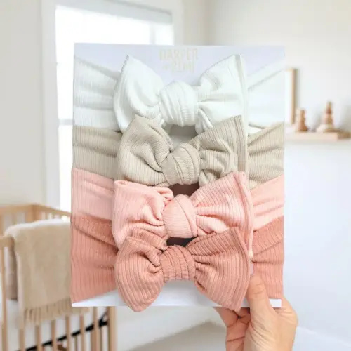 Newborn Bow Bundle | Pink Ribbed Neutrals