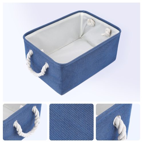 Storage Bin with Handles for Shelves Closet, 3 Pack Collapsible Storage Basket for Organizing Clothes Books