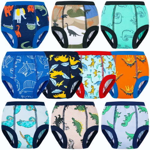 BIG ELEPHANT Toddler Potty Training Pants, Cotton Absorbent Training Underwear for Toddler Boys, 10-Pack, 2T