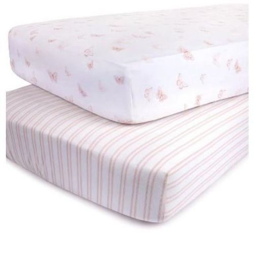 Ely's & Co. Fitted Crib Sheet 100% Combed Jersey Cotton Pink for Baby Girl
