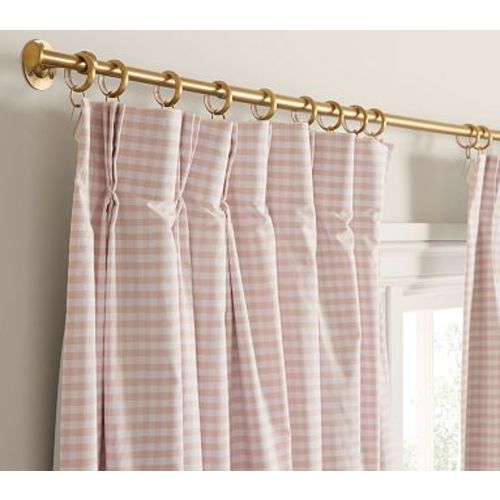 Pinch Pleat Gingham Window Curtains, 44"W x 96"L, Blush