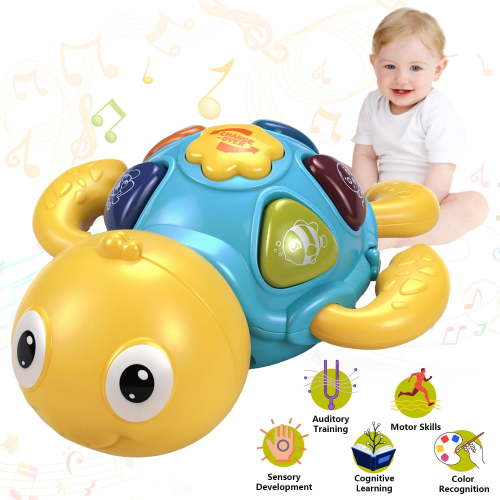 Baby Musical Toys 6 To 12 Months Sea Turtle Toys With Light Up Music Early Learning Educational Infant Toys For Baby Boys Girls Gifts
