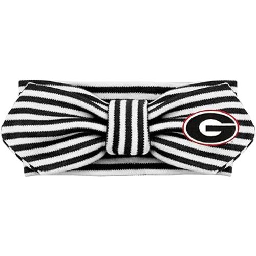 Creative Knitwear Georgia Bulldogs Infant Girls Black/White Striped Hair Knot Headband Embroidered Logo - Size Newborn - 4T