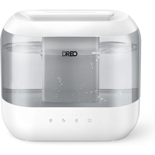 Dreo Humidifiers for Bedroom, 4L Top Fill for Large Room, 36H Runtime, 28 dB Quiet Supersized Cool Mist Air Humidifier for Baby Nursery, Plants, Indoor, Night Light, Easy to Clean & Fill, Gray