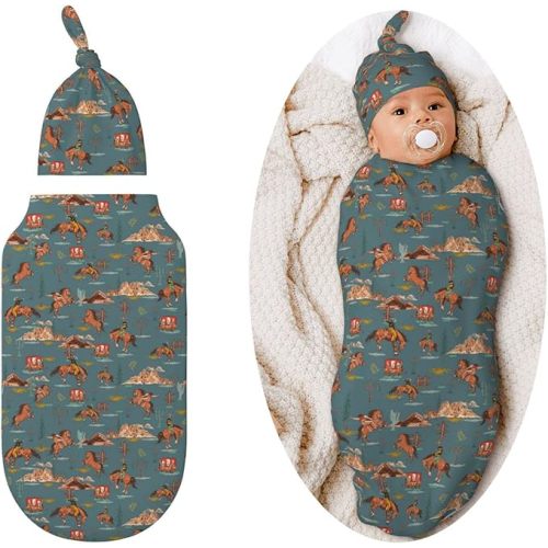 Western Horse Swaddle Blankets Newborn Receiving Blanket Baby Swaddle Wrap Soft Sleeping Sack for Baby Girls Boys
