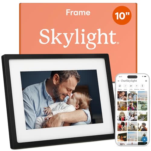 Skylight Digital Picture Frame, Load from Phone Capability, 10" Black | No Subscription Needed, Touchscreen Digital Photo Frame, WiFi, Cloud-Based Storage, Customizable Gift for Friends & Family